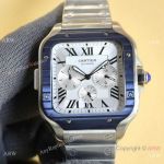 Santos Cartier Automatic Complications Watches Blue PVD Bezel Steel 42mm